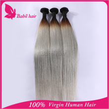 raw unprocessed straight virgin peruvian hair full cuticle double weft silver hair extensions