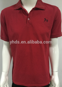 2017 Men's well designed red polo t-shirt with small pony horse embroidery