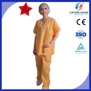 35-68gsm Yellow SMS Round Neck Short Sleeves Nurse Scrub Suits
