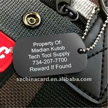 Black printing metal dog tag