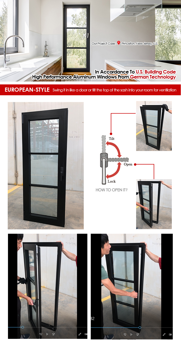 Beautiful Grill Design Pictures Powder Coating Extruded Aluminium Frame 30X30 30X60 60X48 Window