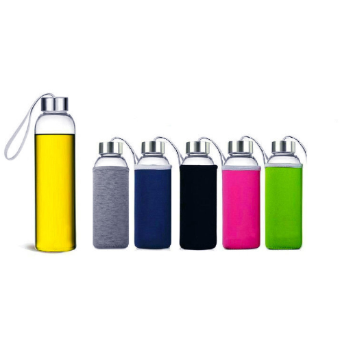 Custom Glass Bottle With Sleeve, Design Logo Borosilicate Bottle 280ML 360ML 420ML 550ML 600ML 700ML