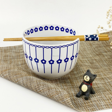Ceramic Porcelain Noodle Bowl Set with Chopsticks for Udon, Pho, and Ramen