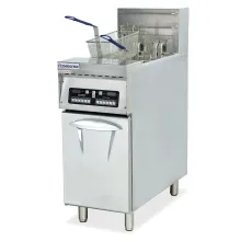 Commercial Kitchen Equipment Vertical 2-Tank Computer Fryer with Oil Filter Cart