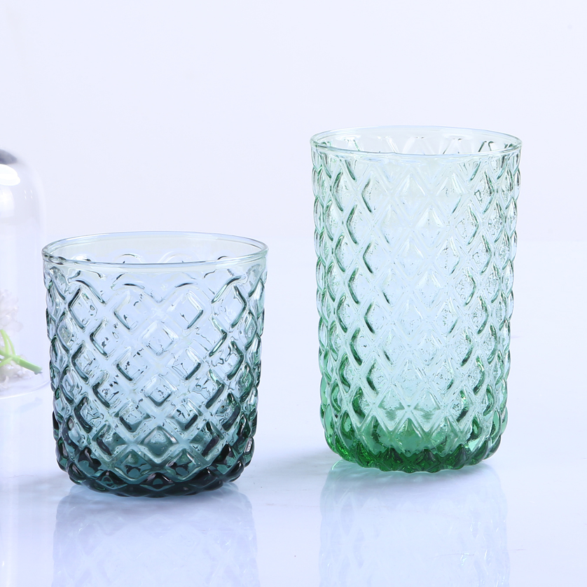 Br 9113 4factory Direct High Quality Diamond Pattern Colored Glass Cup