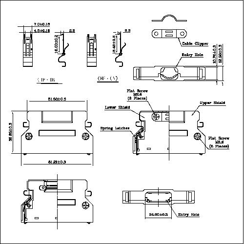 1.27mm Series Shielded Backshell Kits 68P Straight Exit With Spring Latchs HPMCS02-68XS