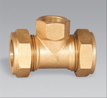 Brass Pipe Fitting Femal Compression Tee Nipple