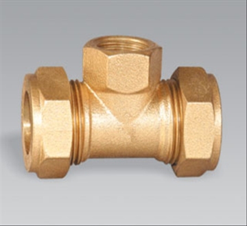 Brass Pipe Fitting Femal Compression Tee Nipple