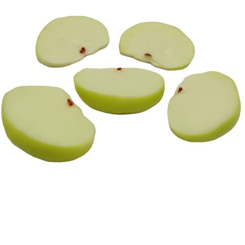 Tranche de pomme verte artificielle Cabochons de résine à dos plat 3D en plastique pomme fruits Slime tranches de charmes pour fée jardin décor à la maison