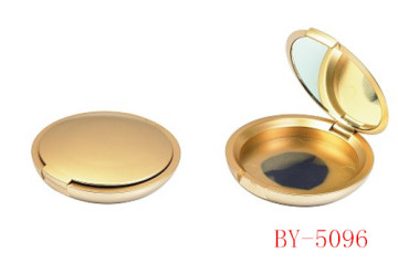 Round Gold Compact Powder Container With Mirror