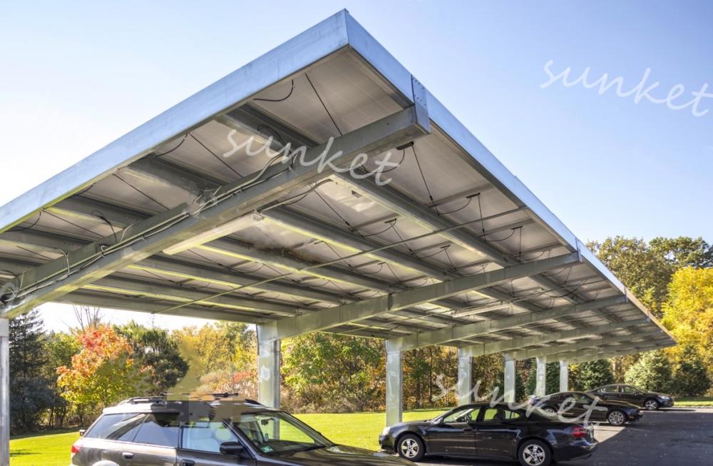 Single row coverage Carport assembly by solar panels