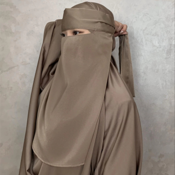 One Piece Satin Jilbab Niqab Attached Modest Dress