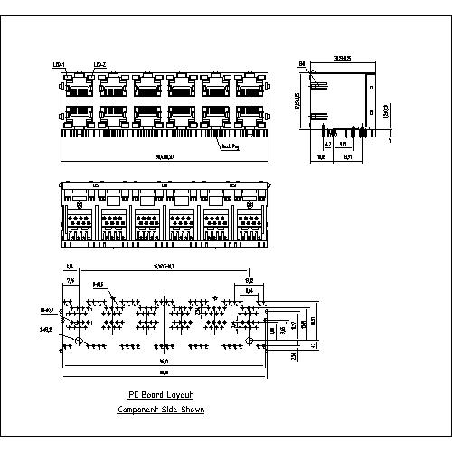 ATRJ5922-8P8C-X-C1-K-B RJ45 Jack Side Entry 2X6P Shielded With LED & EMI