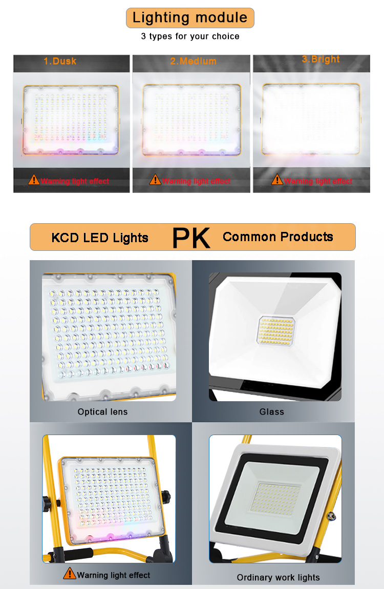 KCD New Design Aluminum Magnesium Smd Industrial Ligh Portable Ip65 High Lumen 100w 200w 300w Led Work Light