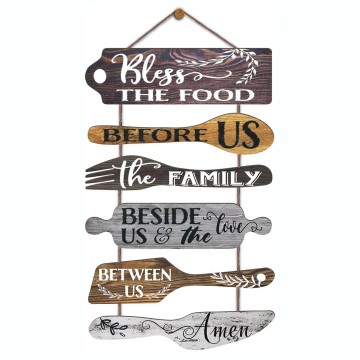 Customized Bless the Food Farmhouse Wall Decor Rustic Wooden Sign Collage
