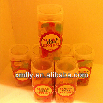 confection sweet gummy bear shaped sugar free candy in tin