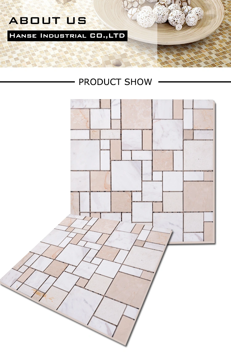 France Style Commercial Use Natural Tumbled Marble Mosaic Tile