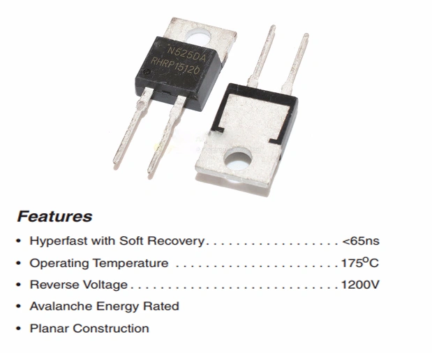 Rhrp15120 Rhr15120 to-220AC 1200V 15A Hyperfast Diode Rectifier