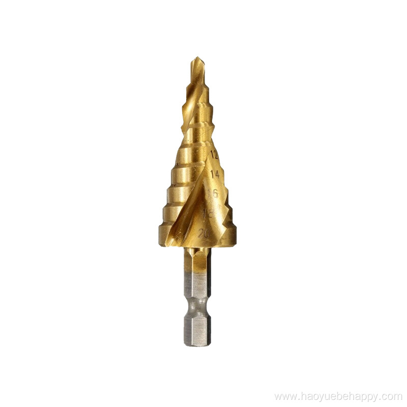 HSS Hex Shank Spiral Flute Step Drill Bit