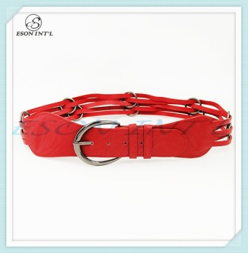 2015 Promotional Fashion Red Latest Design Women Belts, Pin Buckle Stud Women Belts