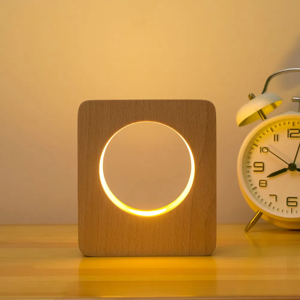 High End Gift, Intelligent Solid Wood, LED Night Light, Creative