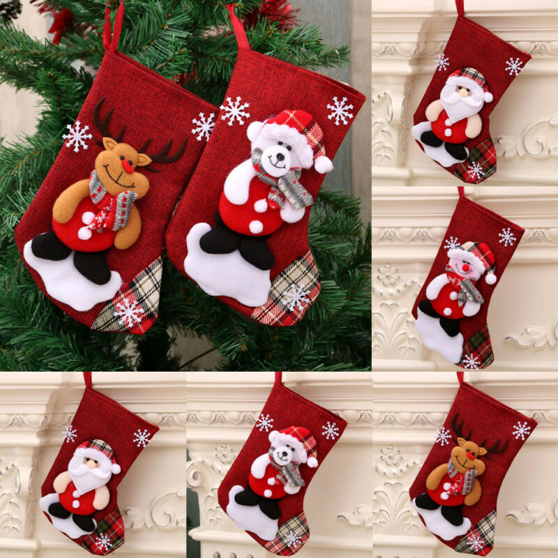 2020 New Hot Large Stockings Santa Elk Fabric Gift Socks Christmas Lovely Bag For Children Fireplace Tree Christmas Decoration