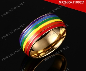 Color rainbow Gay couple wedding ring