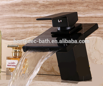 Brass ORB Glass waterfall basin faucet single handle hot cold water tap