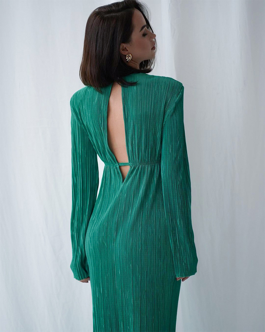 Backless Pleated Dress Jpg