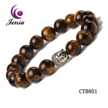 Jenia Unisex Buddha Head Bracelet Natural Garent Bead Bracelet With New Jewelry