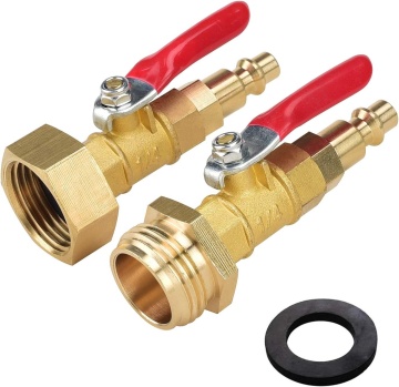RV Winterize Blowout Adapter: 1/4'' Quick Connect & 3/4'' Garden Hose Threading with Ball Valve