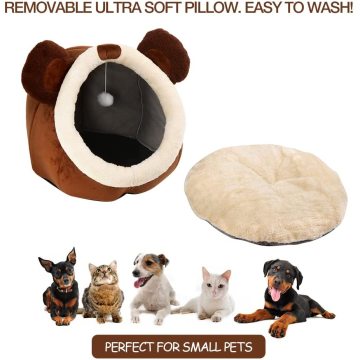 Cueva de la cama de gato con almohada acolchada lavable removible