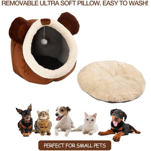 Cat Bed Cave with Removable Washable Cushioned Pillow