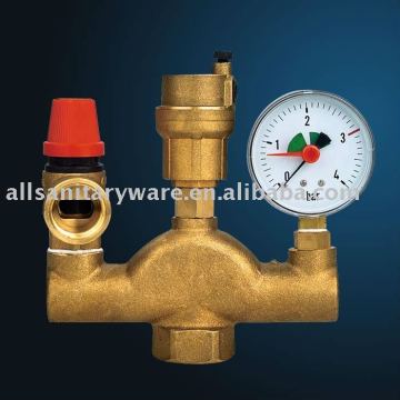 Brass boiler valve with manometer