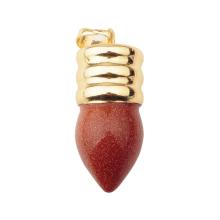 Natural lamp bulb Gemstone Crystal Golstone Pendant Plated Gold