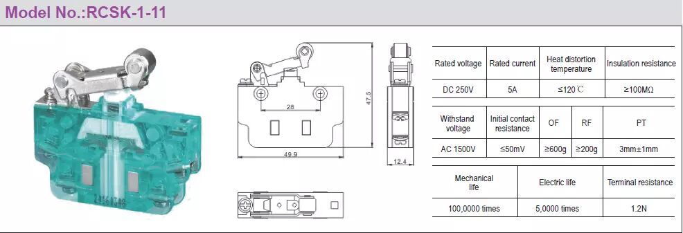 Micro switch magnetic switch limited switch RCSK-1 series  for electric equipment