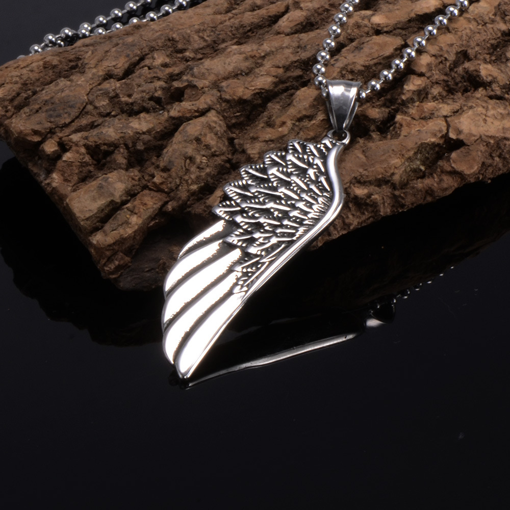 Stainless Steel Vintage Gothic Feather Angel Wing Pendants