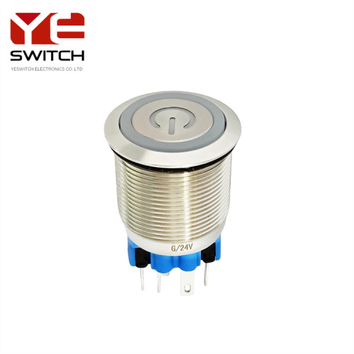 Interrupteur de bouton-bouton en métal scellé illuminé Yeswitch 22 mm