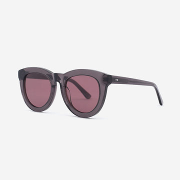 Vintage light round Acetate Women Sunglasses