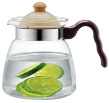 water pot with PP plastic lid, borosilicate pot can be heated over fire,glass water pot