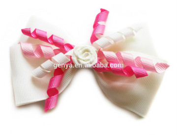 Fashion Korean Pink hair bows with clips and curly bow