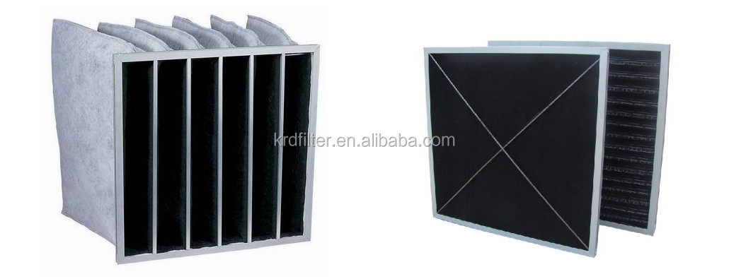 F6 F7 F8 F9 Fiberglass Filter Material V-Bank Air Filter with Galvanized Steel Frame