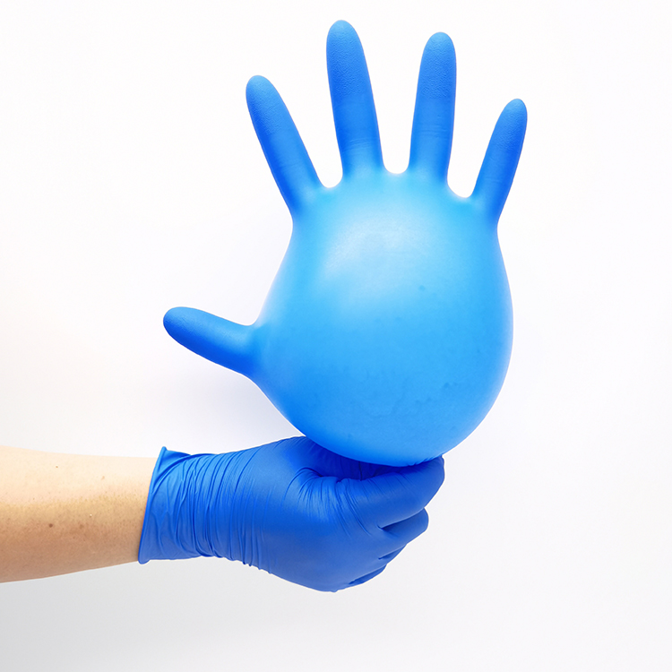 Disposable safety blue pvc nitrile blend examination working powder free guantes palma de nitrilo box gloves