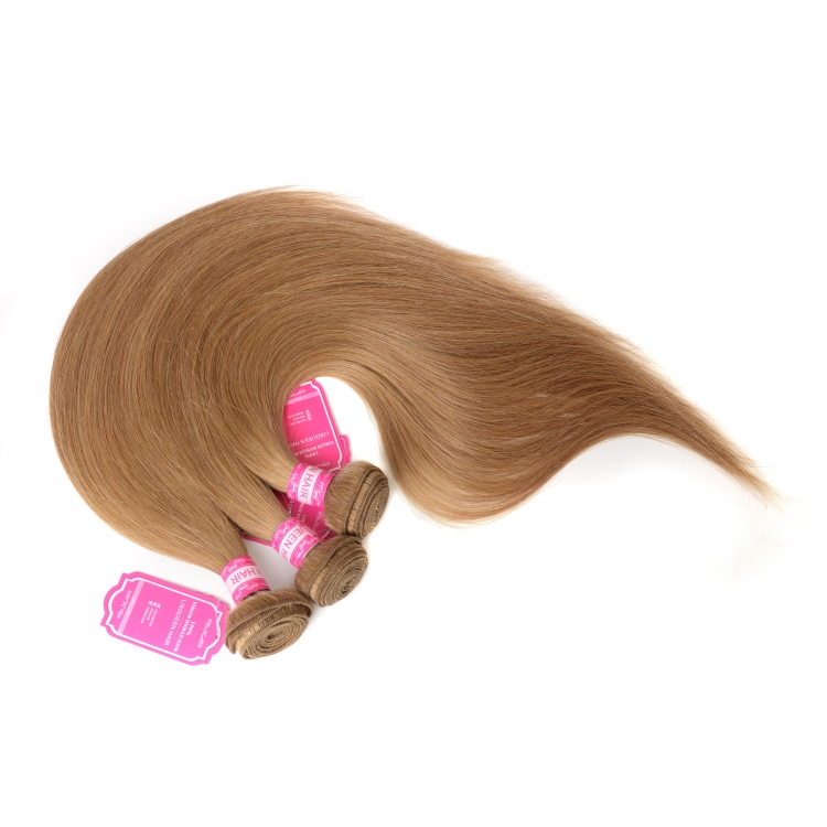 Color 27 Honey Blonde Brazilian Straight Hair 100% Human Hair Bundles  10-26 inch remy hair weft