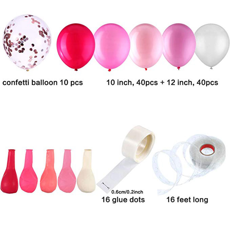 Popular Eco Friendly Pink Heart Confetti Happy Birthday balloon Set For Birthday Baby Shower Girl Party Decoration