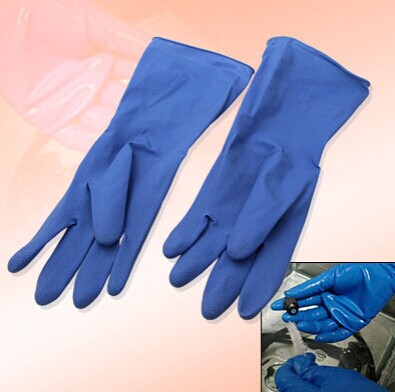 Cotton Flocked Household Latex Gloves/Rubber Cleaning Gloves with Good Quality (YYG-004)