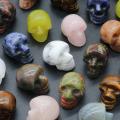 1" Crystal Skull Head Statue Carved Gemstone Human Skeleton Head Figurines Reiki Healing Stone for Home Decor Halloween Decora