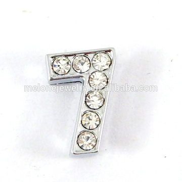 latest design rhinestone number "7" slide charms 8mm number bulk charms
