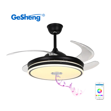 Modern WiFi Tuya Smart Ceiling Fan with LED Light and Speaker