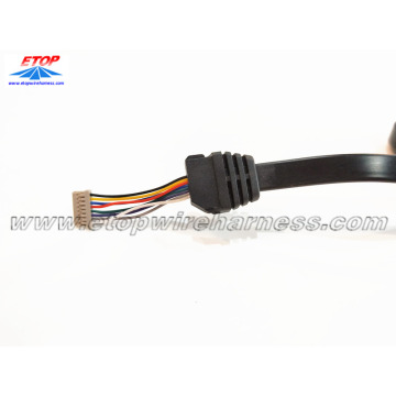 Right angle OBD2 connector with flat cable